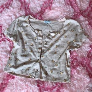 Floral button up crop top
